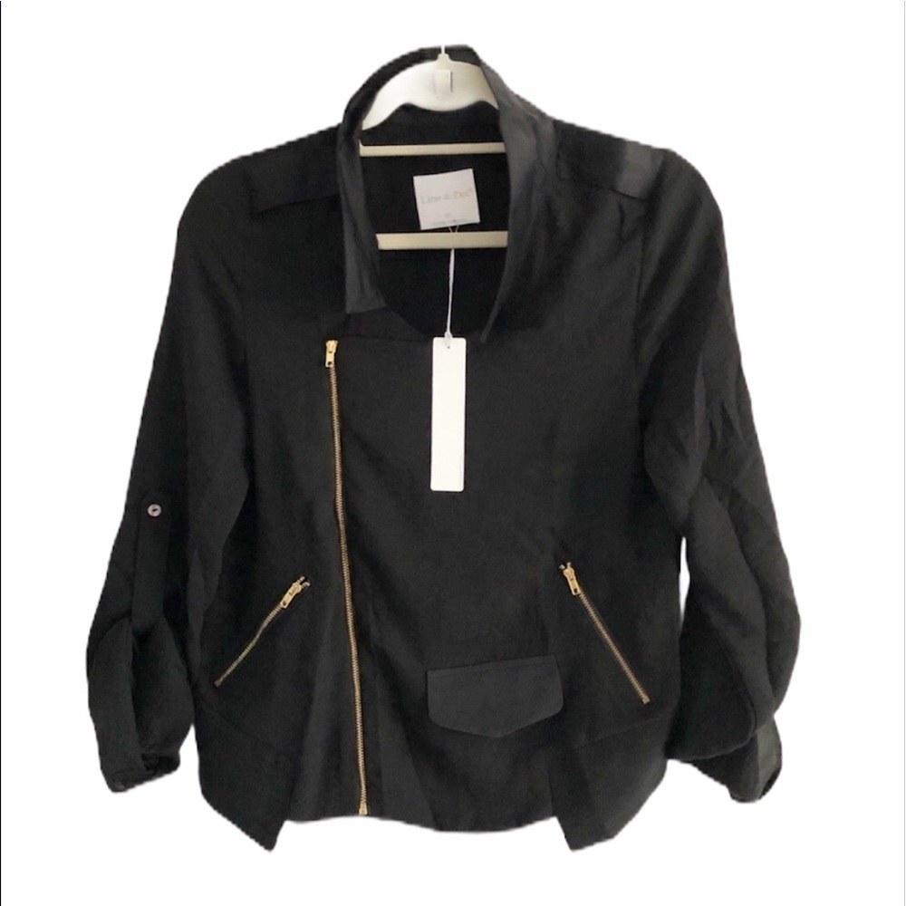 NWT Line & Dot Black Moto Style Jacket Size XS